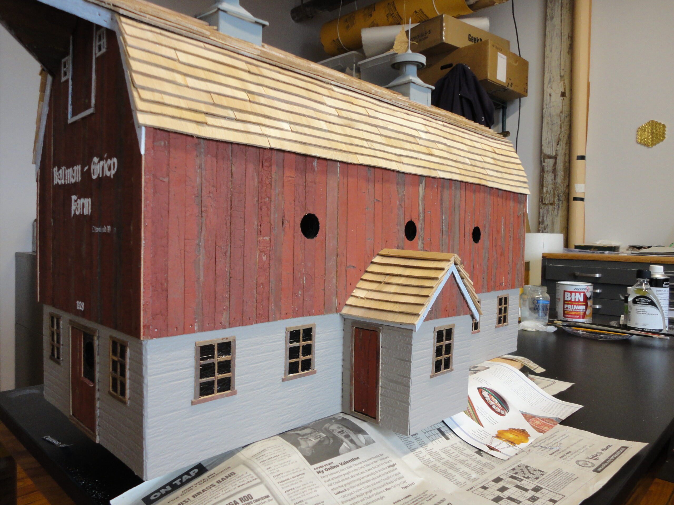 Side view after two coats of grey paint.